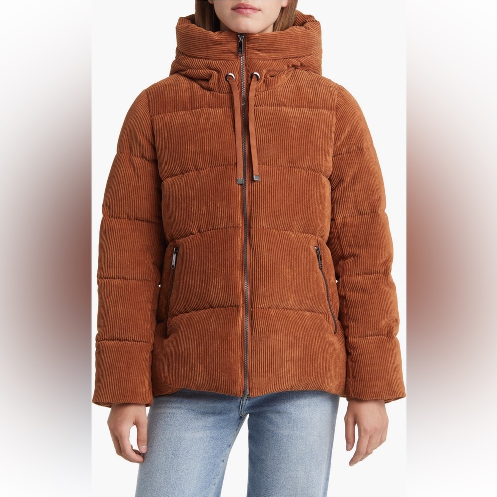 Sam Edelman Hooded Corduroy Puffer Jacket